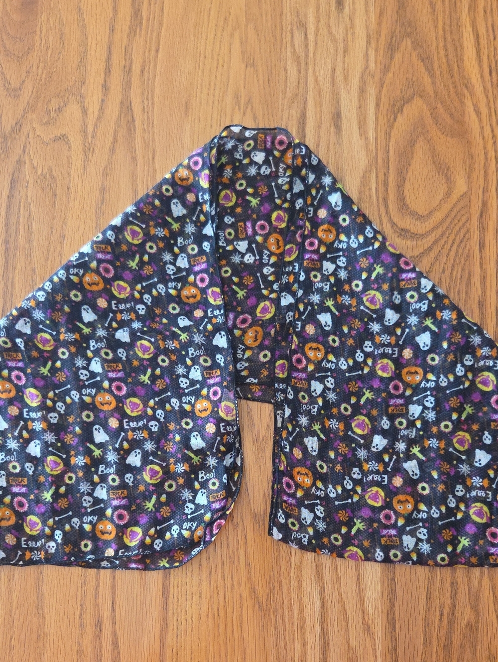 Halloween Print Scarf - Black Pumpkin & Ghost Pattern